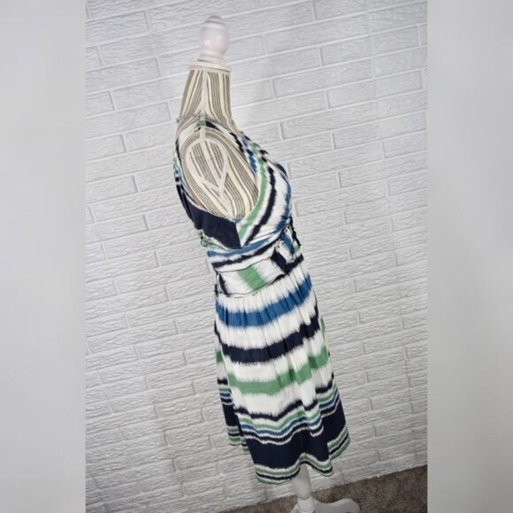 BCBGMaxAzria Striped Ruffled Dress Size Medium - Picture 5 of 8